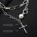 Cross double layered Necklace women's hip hop cool neck chain 2021 new temperament clavicle chain_ipsvogv.com