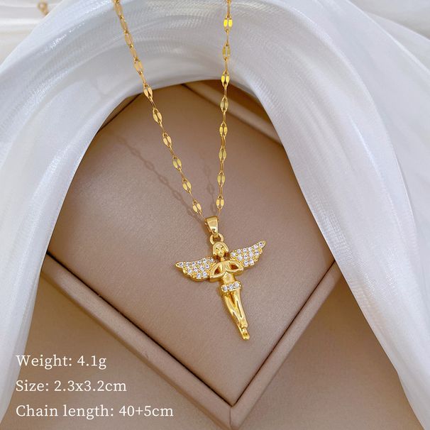 】 Devout 【 Angel, Light Luxury, Gorgeous And Full Diamond Necklace, Women's Versatile Clavicle Cha, Titanium Steel 【 】 Angel, Luxury, Necklace, Cha,_ipsvogv.com