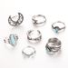 New Bohemian Turquoise Moon Feather Snake Set Of 7 Rings_ipsvogv.com
