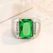 Open Mouth Brazilian Natural Amethyst Gemstone Personality Style Men's Trendy Inlaid Green Ring_ipsvogv.com