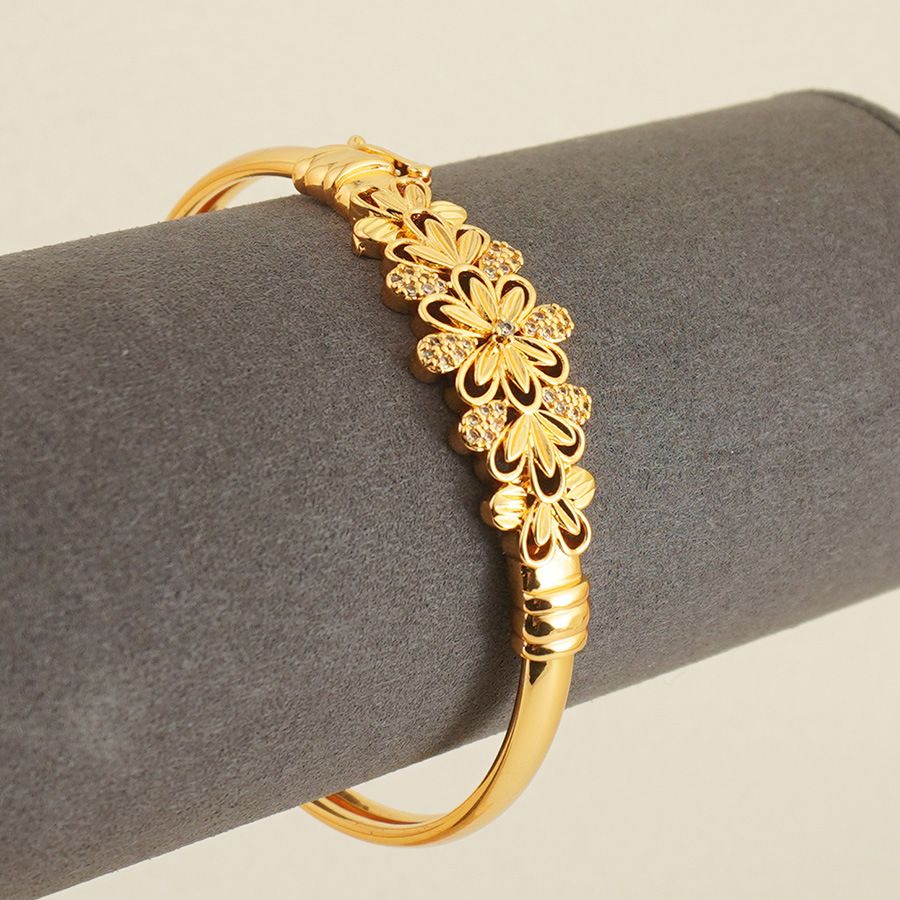 Women's Charm Inlaid Zircon Gold Dubai Flower Shining Bracelet Ethiopia Hawaii Jewelry_ipsvogv.com