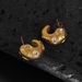 INS Plated Titanium Steel Fashionable Retro Color Zircon Hoop Earrings_ipsvogv.com