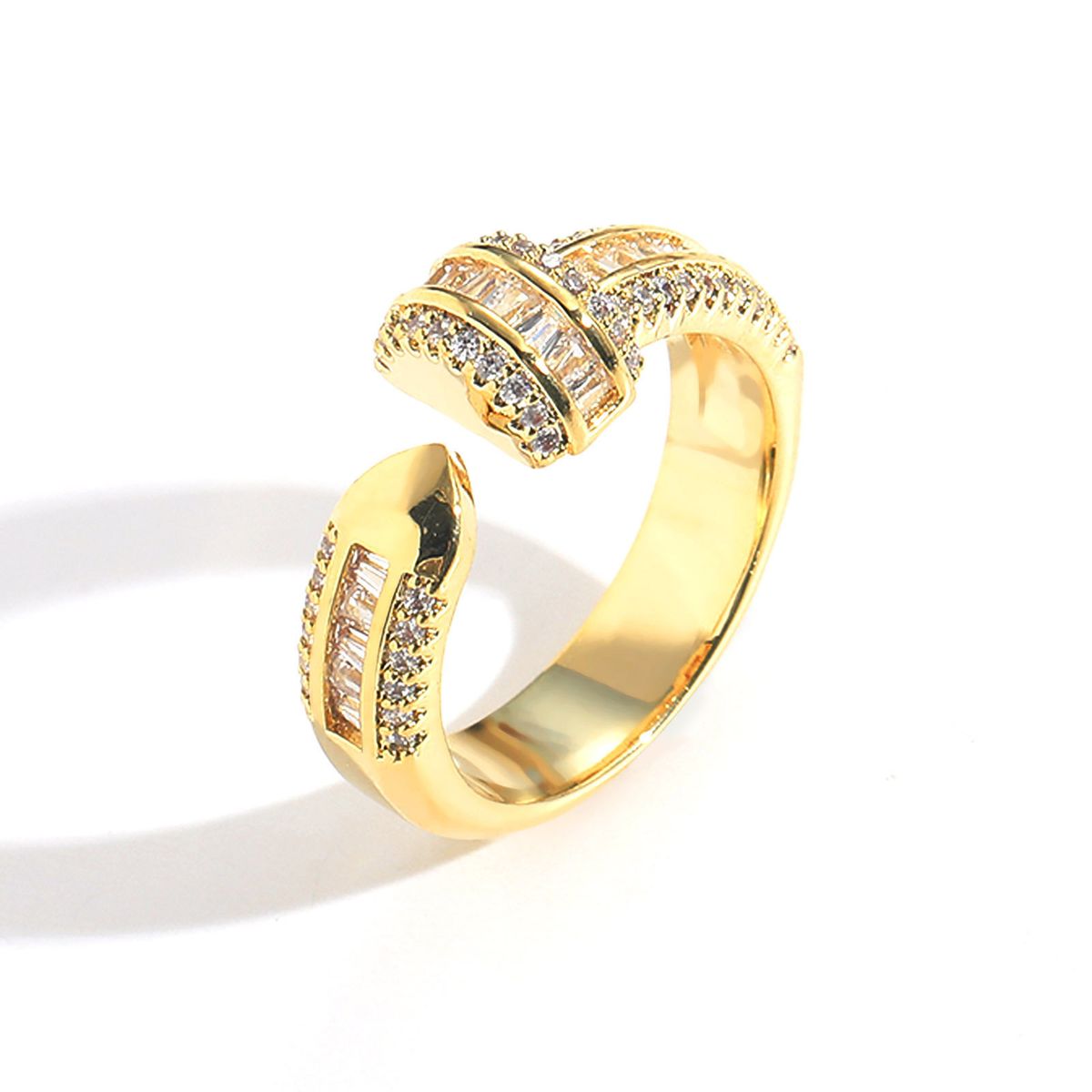 Men’s Jewelry Set Fashion New Hip Hop Open Ring T Square Zircon Geometric Simple Personality Niche Gold Plated Hip Hop Ring_ipsvogv.com