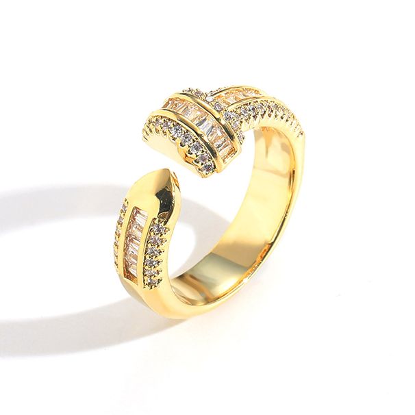 Men’s Jewelry Set Fashion New Hip Hop Open Ring T Square Zircon Geometric Simple Personality Niche Gold Plated Hip Hop Ring_ipsvogv.com