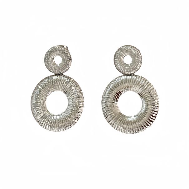 Unisex Real Gold Electroplated Titanium Steel Fine Pleated Large And Small Circle Earrings_ipsvogv.com
