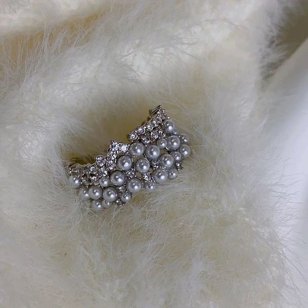 【 2010 People's Collection 】 Zircon Pearl Ring, Niche Design, High-end Feel, Light Luxury, Fashionable Personality, Open_ipsvogv.com