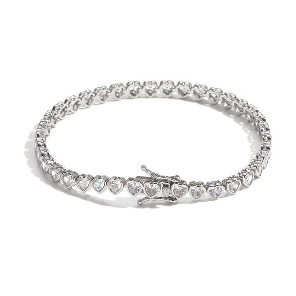 Unisex Hip Hop 5mm Heart Shaped Tennis Chain Bracelet Love Couple Style Stacking Simple Trendy Hand Jewelry Hip Hop_ipsvogv.com