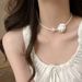 Unisex High End Atmosphere Rose Pearl Necklace Choker Niche Necklace Female New Temperament Necklace Accessories_ipsvogv.com