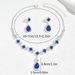 Set with blue square water droplet necklace, simple niche, light luxury design, earrings, versatile and personalized_ipsvogv.com