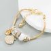 Jewelry Alloy Gold Adjustable Pink Pearl Shell Bracelet Shiny Diamond Ball Pan Dora Style_ipsvogv.com
