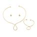 Geometric style necklace earrings women's bracelet set niche plain circle design collar versatile jewelry women_ipsvogv.com