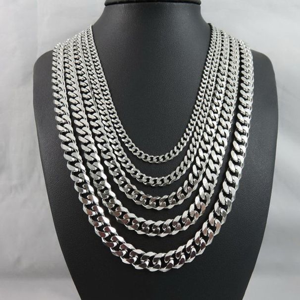 Vintage Lock Chain Mens Stainless Steel 7mm and 9mm Necklace Charm Gifts Long Chain for Unisex Men Punk Classic Jewelry_ipsvogv.com