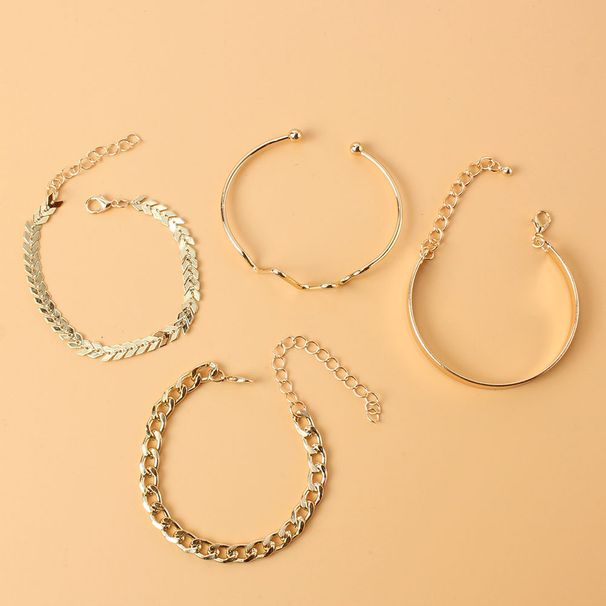 Retro Alloy ECG Wave Bracelet Ins Simple Cold Style Gold Multi Layer Bracelet_ipsvogv.com