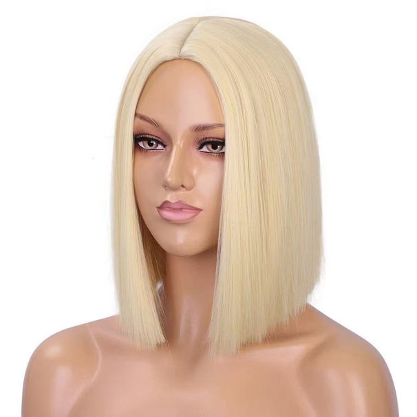 hot selling Wigs for Women Pink Black Red Synthetic Hair Straight Shoulder Length Wig Blunt Cut Bob_ipsvogv.com