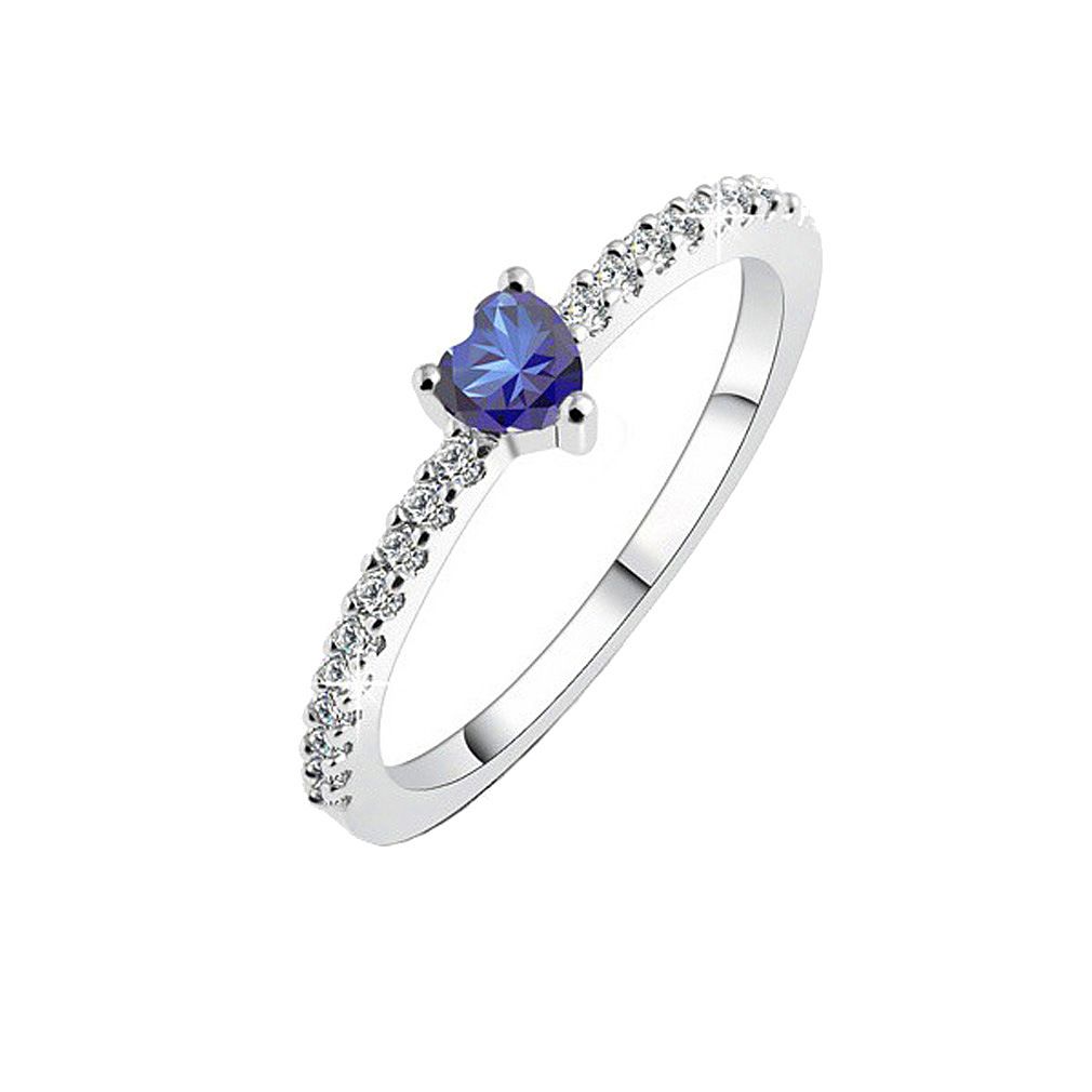 Sanjie's New Rose Gold Plated Heart-shaped Blue Diamond Ring Jewelry_ipsvogv.com