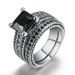 Fashion black gold ring, blue square zircon micro inlaid black gold plated double layer ring_ipsvogv.com