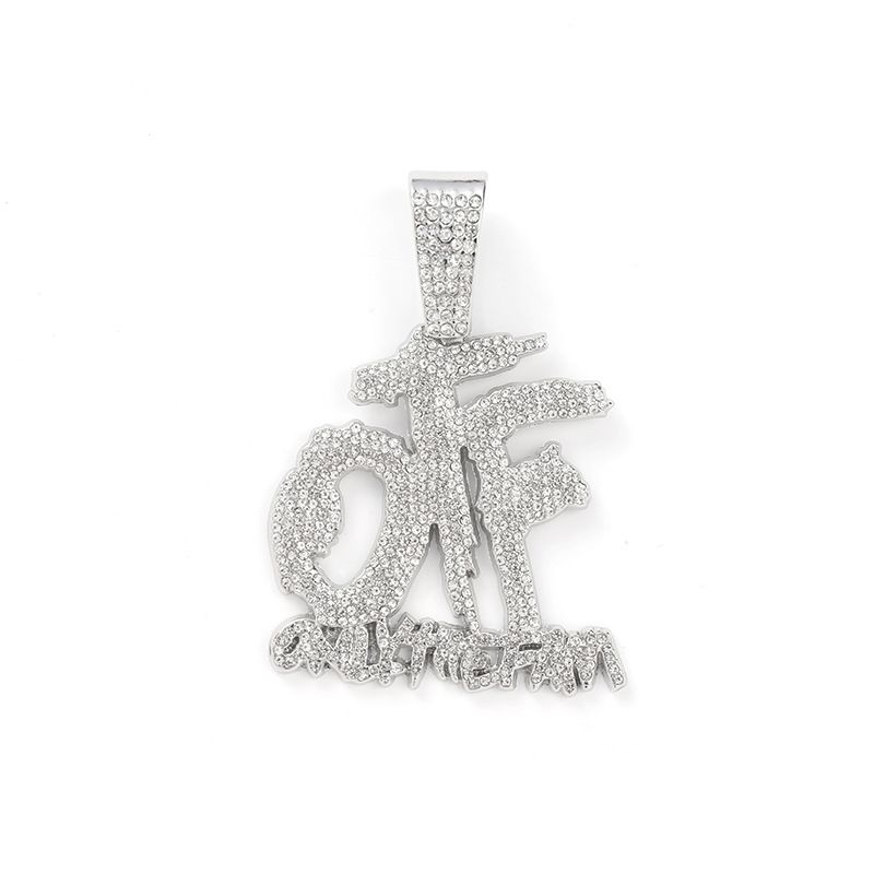 Unisex Jewelry Fashion Luxury Hip Hop Style Full Diamond OTF Letter Alloy Nightclub Disco Cool Unisex Pendant Necklace_ipsvogv.com