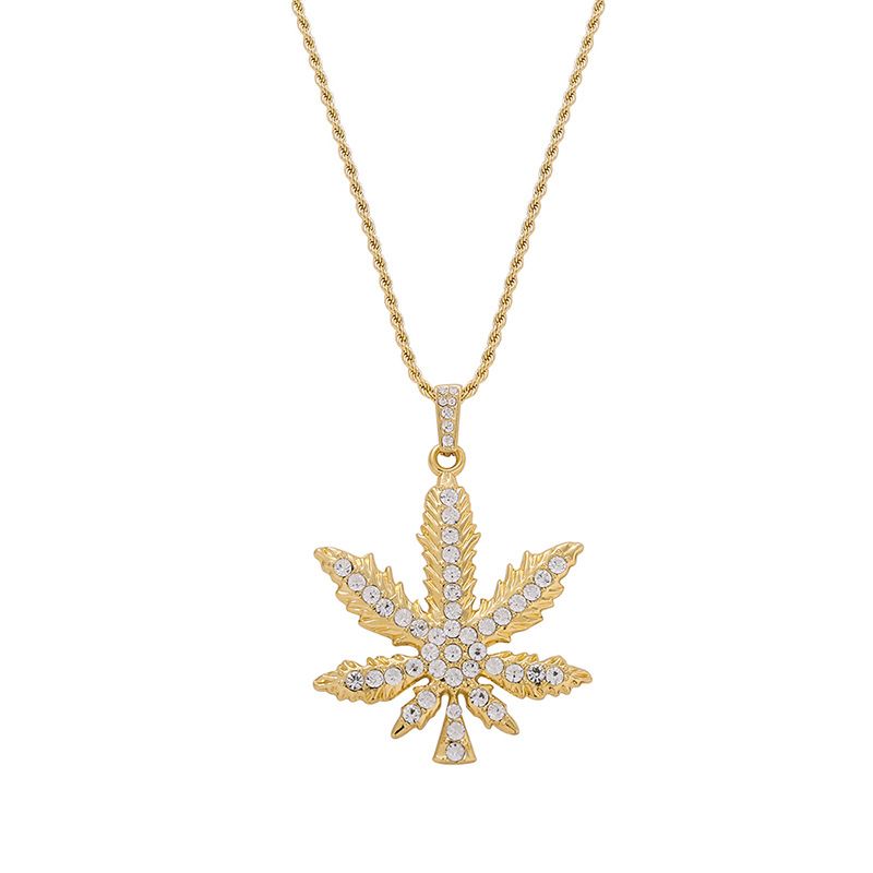 Personalized Hip Hop Rock Alloy Pendant Nightclub Trendy Men's Maple Leaf Classic Necklace Jewelry_ipsvogv.com