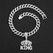 Hip Hop KING Crown Pendant Cuban Chain Letter Eco-friendly Alloy Men's Headwear Necklace_ipsvogv.com
