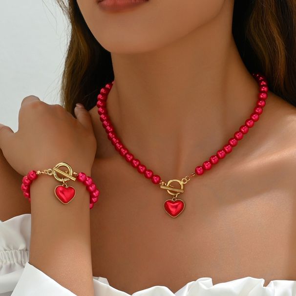Minimalist style women's necklace set, personalized love pearl, niche design, collarbone chain, versatile bracelet_ipsvogv.com