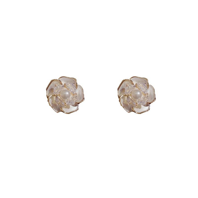 S Silver Needle Micro Pave Zircon Pearl Camellia Elegant Fashion High-end Sweet Versatile Earrings_ipsvogv.com