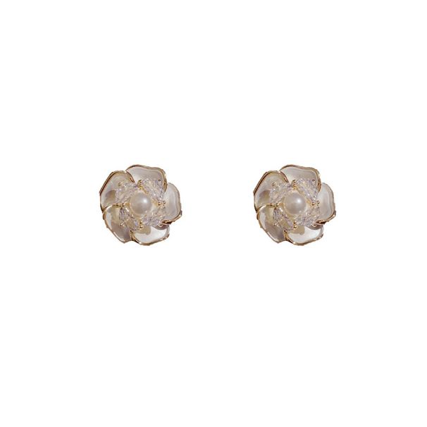 S Silver Needle Micro Pave Zircon Pearl Camellia Elegant Fashion High-end Sweet Versatile Earrings_ipsvogv.com