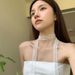 Layered Korean Style White Lace Choker Collarbone Neckband For Women, Niche Narrow Long Strip Ribbon Scarf Necklace_ipsvogv.com