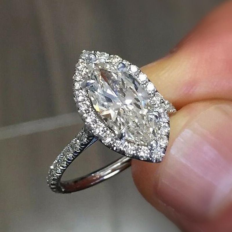 Cao Shi Jewelry Merchant Classic Micro Inlaid Zircon Horse Eye Shaped Women's Wedding Proposal And Engagement Ring_ipsvogv.com