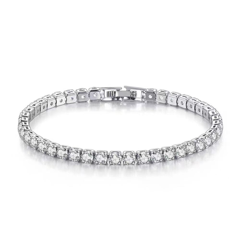 Trendy Live Streaming Fire-Colored Full Diamond 3A Zircon Bracelet For Women, Simulated Moissanite Men's Celebrity Style_ipsvogv.com