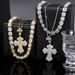 New Cross Rhinestone Pendant Fashion Trend Full Diamond Men's Hip Hop Necklace Set_ipsvogv.com
