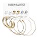 Metal Geometric Earrings Multiple Pairs One Card Gold Circle Earrings Set 6 Pairs_ipsvogv.com