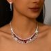 Women’s Jewelry Set Fashion Tassel Simple Necklace Earrings Light Luxury High End Temperament Clavicle Chain Versatile Three Piece Set_ipsvogv.com