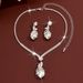 Women’s Jewelry Set Fashion Hot Selling Bridal Necklace Set High End Versatile Crystal Peach Heart Clavicle Chain Earrings Two Piece Set_ipsvogv.com