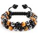 Natural Tiger Eye Agate For Men, Adjustable Woven Black Magnetic Yoga Beaded Bracelet_ipsvogv.com