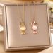 Korean Fashion New Cartoon Cat Eye Stone Rabbit Necklace, Female Niche Design, Titanium Steel Lock Bone Chain Jewelry_ipsvogv.com