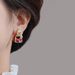 Women's earrings high-end retro slim geometric earrings 2023 autumn and winter burgundy earrings Hong Kong style earrings for women_ipsvogv.com
