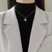 】 Green 【 Lucky Grass Light Luxury Charm Gorgeous Full Diamond Necklace Women's Versatile Clavicle Chain Titanium Steel 【 】_ipsvogv.com