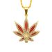 Punk hip-hop jewelry necklace with oil inlaid diamond maple leaf pendant, men's accessory_ipsvogv.com
