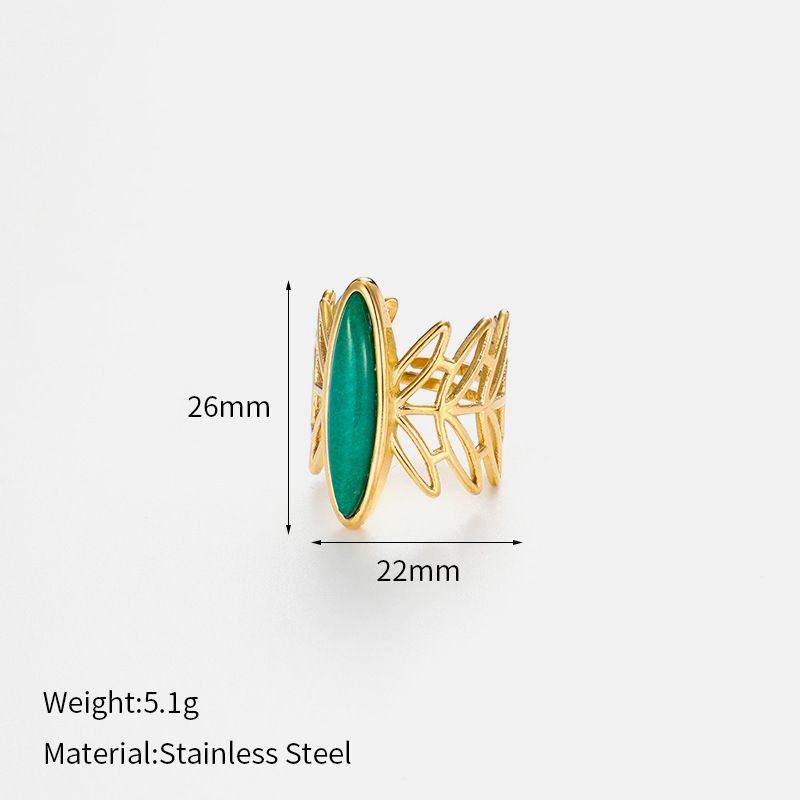 Women’s Jewelry Set Fashion Retro Natural Stone Ring Female Versatile Simple High End Hand Jewelry Stainless Steel Gold Plated Open Ring_ipsvogv.com