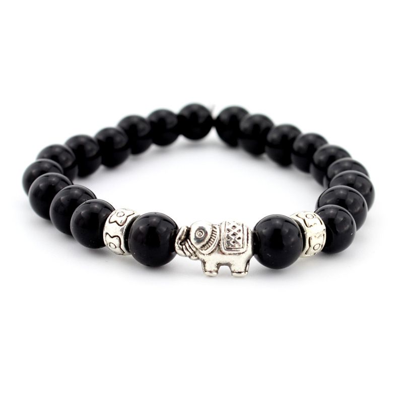Lava Stone Agate Elephant Unisex Bracelet Jewelry_ipsvogv.com