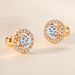 Sterling Silver Thread Earrings For Women Fashionable All Match Rose Gold Champagne 50 Points Moissanite Round Earrings_ipsvogv.com