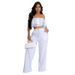 Women's clothing new style suit temperament one shoulder ruffled short top wide leg trousers suit_ipsvogv.com