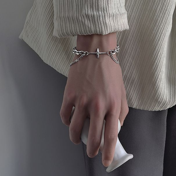 Ins Japanese And Korean 2021 Titanium Steel For Men, Minimalist Hip-Hop Niche Design Double Layer Star Bracelet_ipsvogv.com