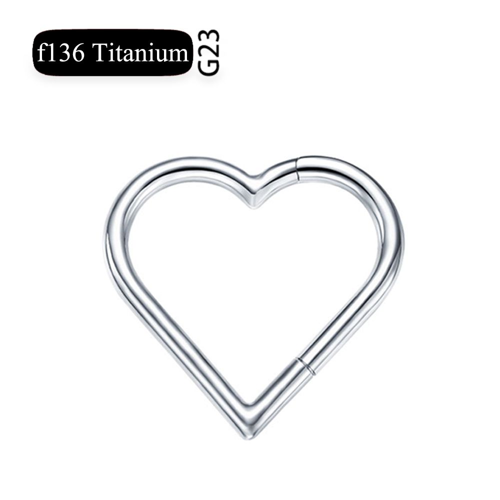 G23 Titanium Nose Ring PVD Layer Daith Heart Earring Hoop Helix Rings Hinged Segment Cartilage Tragus Hoop with Clear CZ_ipsvogv.com