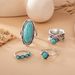 New Combination Bohemian Feather Big Turquoise 4-piece Set Ring_ipsvogv.com