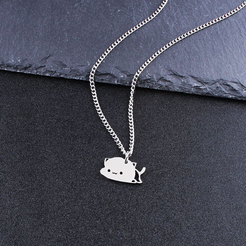 Hug cat couple necklace girlfriends cute men and women titanium steel pendant sisters stitching stainless steel fashion jewelry_ipsvogv.com