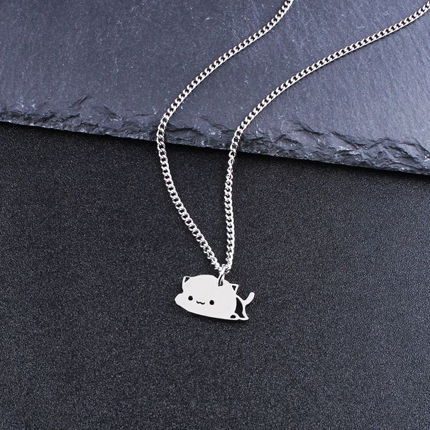 Hug cat couple necklace girlfriends cute men and women titanium steel pendant sisters stitching stainless steel fashion jewelry_ipsvogv.com