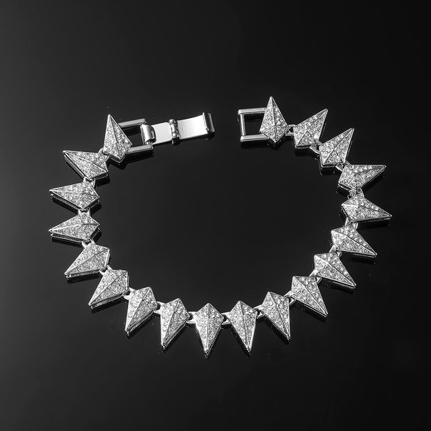 Hip hop domineering rap men's full diamond geometric water droplet alloy necklace trendy bouncing collarbone chain_ipsvogv.com