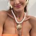 Bohemian Beach Vacation Style Metal Fan Shell Pendant With Exaggerated Personality And Thick Rope Necklace For Women_ipsvogv.com