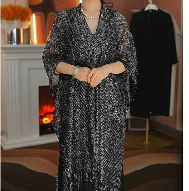 Women's Clothing gold silk split shawl women's thin evening dress outer decoration tassel hollow sunscreen scarf_ipsvogv.com